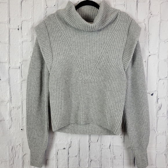 Isabel Marant poppy ribbed gray cashmere wool blend turtleneck sweater - Picture 7 of 14